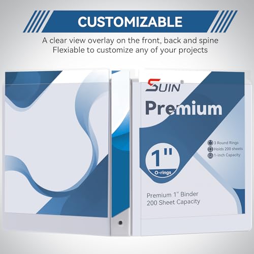 SUIN 3 Ring Binder Bulk 36 Packs -Premium 1'' Binders with Roung Ring Binder, Large 200 Sheet Capacity, Fit 8.5" x 11" US Letter Size Paper, White (1'' White - 36 Packs) - size: 1'' White - 36 Packs