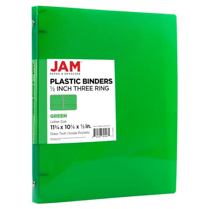 JAM PAPER Plastic 0.5 inch Binder - Green 3 Ring Binder - Sold Individually - color: Green, size: 0.5 inch