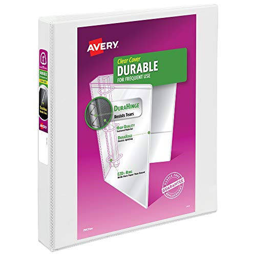 Avery Durable View 3 Ring Binder, 1 Inch EZD Rings, 1 White Binder (09301) - size: 1", style: 1 Pack