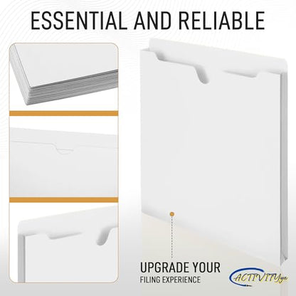 White File Jackets, 1 Inch Expansion, Letter Size, Reinforced Straight-Cut Tab, 6 Pack - color: White, style: 1 Inch Expansion