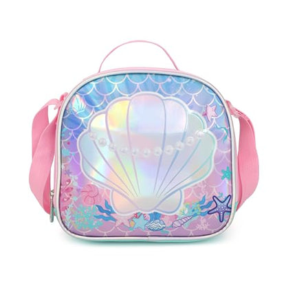 Cartoon Rolling Backpack for Boys Girls, Kids 5 Pcs Wheeled Backpack, Travel Backpack for Elementary Students (Shell Green) - color: Shell Green