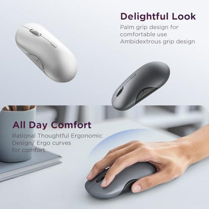 Lenovo 700 Multi-Device Wireless Mouse, Bluetooth or 2.4 GHz USB-A Connection, Connect up to 3 Devices, 36 Month Battery Life, Luna Grey - color: Luna Grey