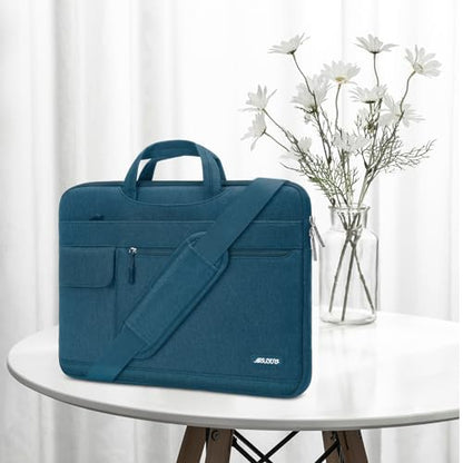 MOSISO Laptop Shoulder Bag Polyester Flapover Briefcase Sleeve Case | Compatible with MacBook Air/Pro,13-13.3 inch Notebook,Compatible with MacBook Pro 14 inch M5 M4 M3 M2 M1 2026, Deep Teal - color: Deep Teal, size: 13.3 inch