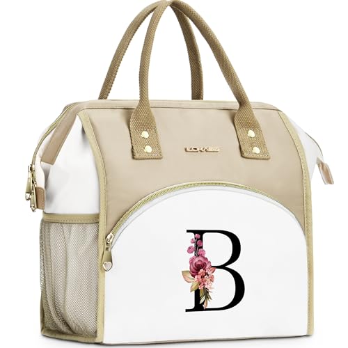 Initial Lunch Bag Women, Cooler Insulated Lunch Box for Girl, Large Adult Leakproof Lunch Box for Picnic Work, Personalized Tote Bag, Birthday Gifts/Teacher Gifts, Letter B. - color: B