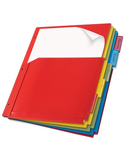 Mr. Pen- Expanding Binder Dividers with Pockets and Tabs, 5 Tabs | Colorful Dividers for 3 Ring Binder with Pockets