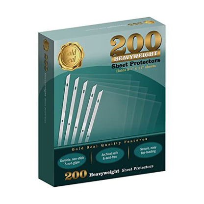 GOLD SEAL 200/Box Clear Heavyweight Poly Sheet Protectors, 8.5" x 11"