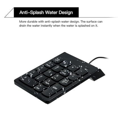 cimetech Wired Number Keypad, 18 Key USB Numeric Pad Keyboard for Laptop PC Computer Desktop Surface Pro Notebook - color: Wired-Black