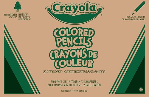 Crayola Colored Pencils Classpack (240ct), Teacher Must Haves, Classroom Essentials, Bulk Colored Pencils for Kids, 12 Colors, Back to for School Coloring Supplies - size: 240 ct