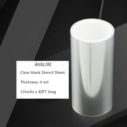 BANLTRE 12inchs x 40ft Rolls Transparency Blank Template Material Acetate,Clear Sheet Mylar Stencils for Cutting Paper (4 mil /12inchs x 40ft)