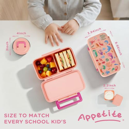 Bento Lunch Box for Kids With 8oz Food Thermo,BPA-Free for School | Lunch Container with 2 Compartments, Insulated Food Jar, Dishwasher Safe, Easy to Clean, Lunch Box for Girls Boys - color: Pink Mermaid1