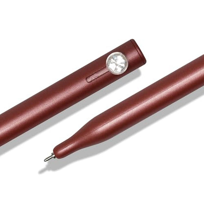 Korea Crystal Needle Knock Ball Pen Set, 0.7mm Fine Point Black Ink, Smooth Writing Pens for School, Office, Journaling, 5 Color Pack (Mint, Purple, Red, Gray, Gold)