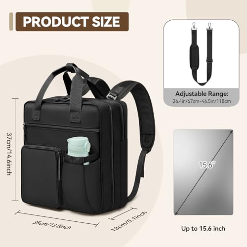3 Inch Zipper Binder 3 Ring, D-Ring School Binder Organizer Holds 700 Sheets, Multi-Pocket Zippered Binder Bag with Backpack Straps & Shoulder Strap, Fits 15.6-Inch Laptop