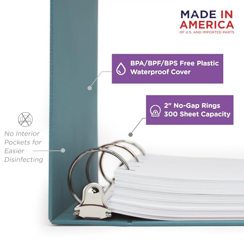 Carstens 2-Inch Heavy Duty 3-Ring Binder - Side Opening, Powder Blue, Durable Plastic, Precision No-Gap Rings, Waterproof Cover, No Pockets, Holds 300 US Letter Sheets, BPA-Free, Made in USA (2824-3R) - color: Light Blue, size: Individual