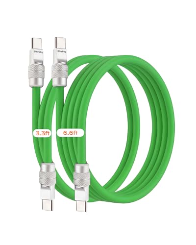 chubbycable USB C Cables 2 Pack [3.3ft + 6.6ft], 240W Fast Charging Cable Soft Silicone C to C Charger Cord Compatible with iPhone 17-15 Series, MacBook, Samsung, iPad, Green, Type-C to Type-C - color: Green