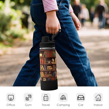 Book Lover Gifts,Book and Reading Gifts for Readers Women, Librarian Gift Reading Water Bottle 18oz Tumbler, Birthday Bookish/Reading Gift for Books Lovers Women - color: Bookshelf