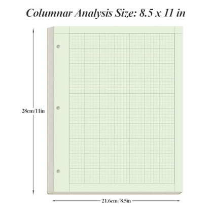 Yaridar (3-Pack) Engineering Notebooks - 150 Sheets/300 Pages Graph Paper, 5 x 5 Graph Rule on Back, 3-Hole Engineering Computation Pad, 100 Gsm Green Tint Paper, 8-1/2" x 11" - size: 3-Pack, style: 3-Hole