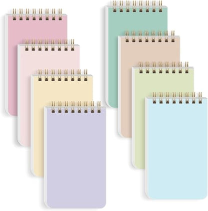 SKYDUE Small Notebooks, Cute 3x5 Pocket Notepads, Mini Spiral Notebook with Lined Pages Nursing School Essentials, School Office Supplies Set Of 8 - color: Pastel Color