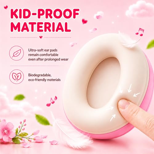 Wireless Headphones for Girls– ANC Active Noise Cancelling, 58H Playtime,Safe Volume Limiter, Foldable Over-Ear Kids Headset with 40mm Drivers for School, Travel & Learning - color: Pink