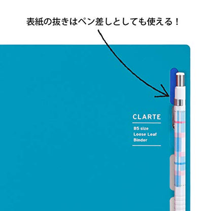 Maruman CLARTE 26‑Ring Binder with 5 Index Windows & Matching 5‑Tab Dividers, B5 Size, 7.17" x 10.12", Includes 10 Loose Leaf Ruled Sheets and Clear Storage Pocket, Holds Up to 120 Sheets, Blue - color: Blue, size: B5