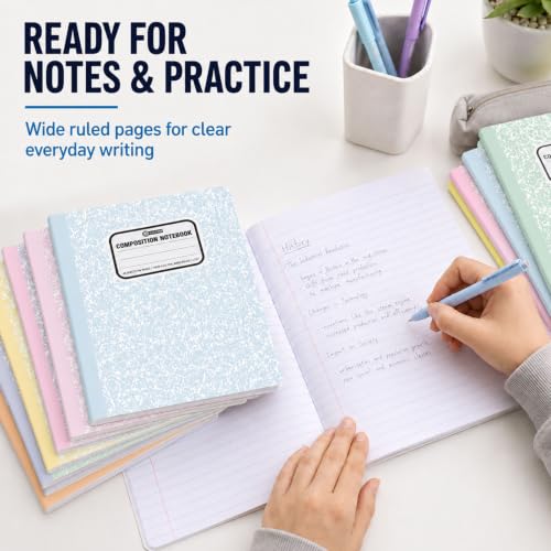 gisgfim 12 Pack Bulk Composition Notebook Wide Ruled, 12 Different Vibrant Colors, 96 Pages (48 Sheets), 9-3/4 x 7-1/2" Hard Cover Journal Notebooks for Studentsd,Classroom and Office(Pink Purple) - color: Pink Purple