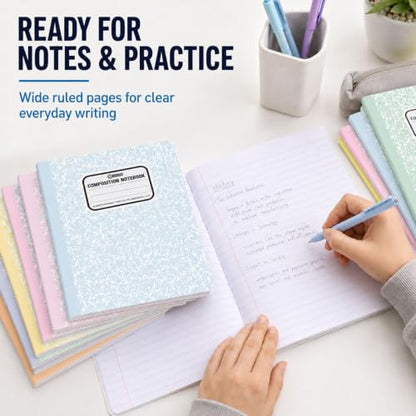 gisgfim 12 Pack Bulk Composition Notebook Wide Ruled, 12 Different Vibrant Colors, 96 Pages (48 Sheets), 9-3/4 x 7-1/2" Hard Cover Journal Notebooks for Studentsd,Classroom and Office(Pink Purple) - color: Pink Purple