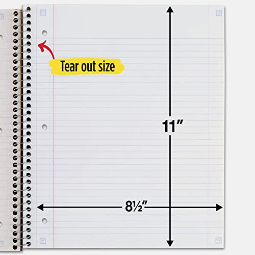 Five Star Spiral Notebooks + Study App, 3 Pack, 3-Subject, College Ruled Paper, 11" x 8-1/2", 150 Sheets, Black, White, & Fire Red (73393)
