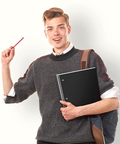 Dunwell College Ruled 1 Subject Notebook, 80 Sheets, Spiral Notebook with 8.5 x 11 Paper, Protective Plastic Cover, Divider with Pockets, Perforated Pages, 3-Hole Punched - size: 8.5x11", style: College Ruled