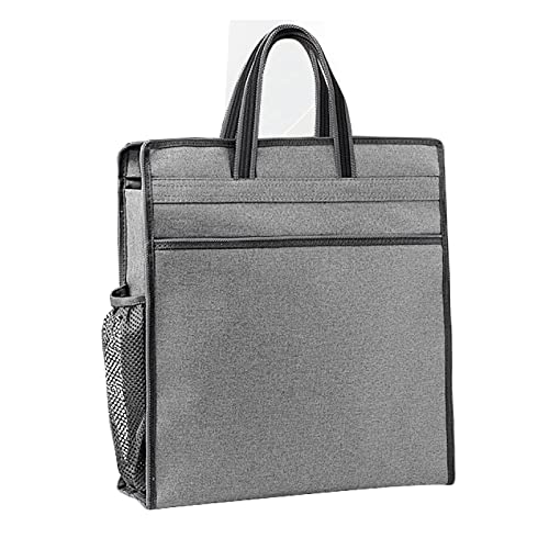 Oxford Zippered Document Bag with Handle File Tote Bag Pouch for Carrying Paper Files Books Filing Folder 1 Pack (Gray) - color: Gray