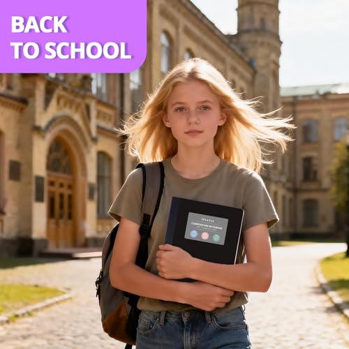 ONAVIA Plastic Composition Notebook Wide Ruled Bulk, 160 Pages, Black | 80 Sheets, 9.75 x 7.5 in, 12 Pack Poly Cover Notebook, Waterproof, Durable, Sewn Binding, Notebooks for School - color: Black, style: 12 Pack
