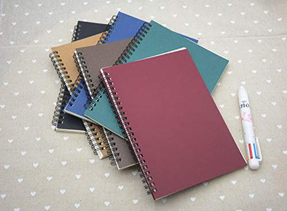 Yansanido Spiral Notebook, 6 Pcs A5 Craft Softcover 8mm Ruled 6 Color 60 Sheets -120 Pages Journals for Study and Notes(6 color)