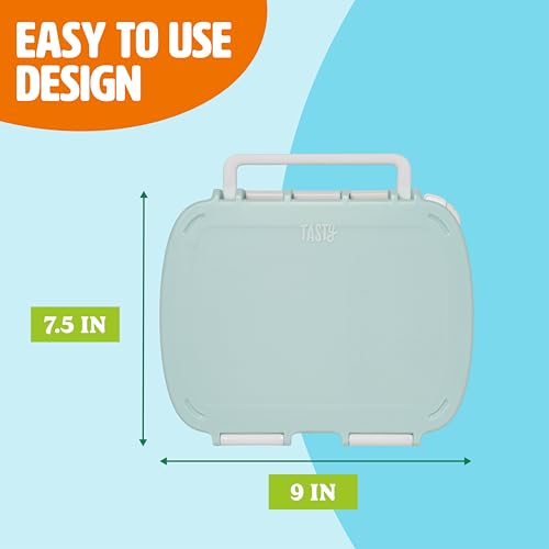 Tasty Bento Style Lunch Box, 4 Compartments with Built-In Phone Stand, BPA-Free Plastic, Portable Food Storage Container, Cream - color: Cream