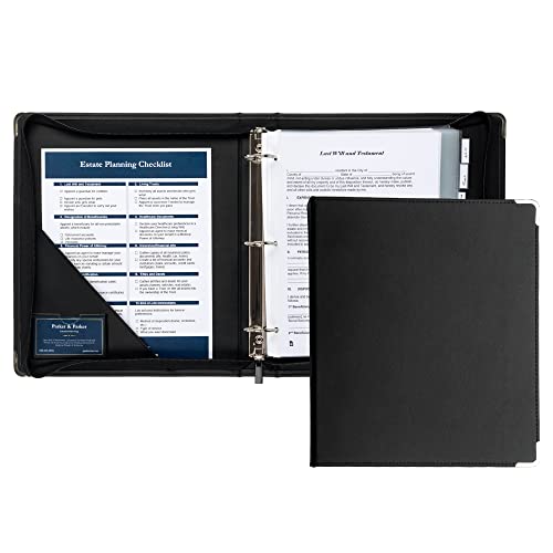 Samsill Classic Collection Leather Zipper Binder, Executive Presentation Portfolio, 2 Inch Round Ring (Holds 425 Sheets), Silver Corner Accents, Black - color: Black, size: 2 Inch, style: Zipper