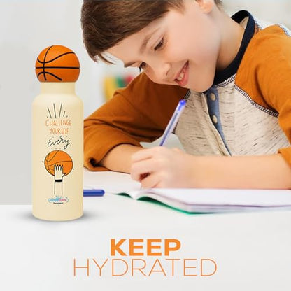 Challenge Yourself Basketball Water Bottle - Insulated with Basketball Design for Enthusiasts – Stainless Steel Water Bottle with Leak Proof Design - 16oz - color: Basketball Bottle