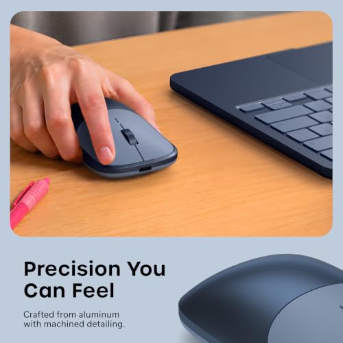 Satechi Slim EX Wireless Mouse, Multi-Device Bluetooth & 2.4GHz Connection for macOS, Windows, iPadOS, and Android, Quiet Clicks, Anodized Aluminum Shell, USB-C Rechargeable Battery, Indigo - color: Indigo