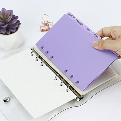 Koqye 12PCS Purple Personal Dividers with 6 Blank Tabs & Planner Stickers | 3.75" x 6.75", Plastic Side Tab Dividers Refillable Page Protectors for 6-Ring Binders, Planner, Agenda - color: Purple - 2 Set
