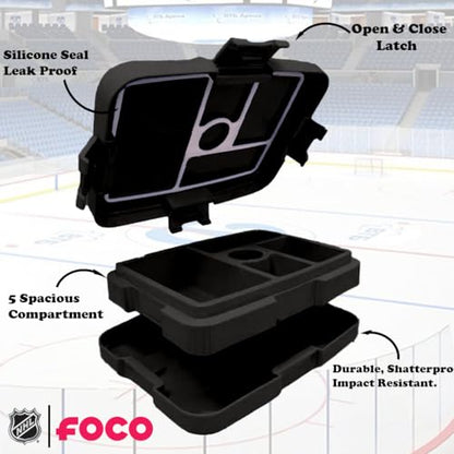 FOCO NHL Unisex-Adult Officially Licensed Team Color Stripe Primary Logo Hockey Leak Proof 5 Compartment Bento Lunch Box - Boston Bruins - color: Boston Bruins
