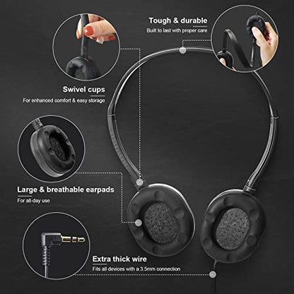Kanayu 30 Pack Wired Headphones, Adjustable On Ear Headphones, Kids Headphones with Stereo, Children Headphones Earbuds for Kids, Boys, Girls, Schools, Laptop, Travel, Plane, Tablet(Bright Colors) - color: Bright Colors