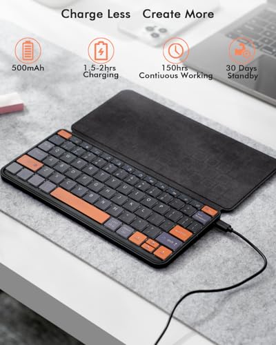 Universal Keyboard Plus Detachable, Dual Bluetooth Portable Keypad with Removable Stand & 7-Color Backlit, Wireless Travel Keyboard for iPad/Z Fold/Galaxy Tabs/Phones, Keypad for iOS/Android/Windows