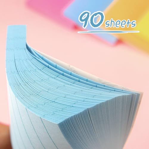 Lined Sticky Notes 3x3 in Self-Adhesive, 4 Pads, 90 Sheets/Pad (Light Blue) | Strong Self-Adhesive Backing, Sticks Firmly and Removes Cleanly - color: Light Blue