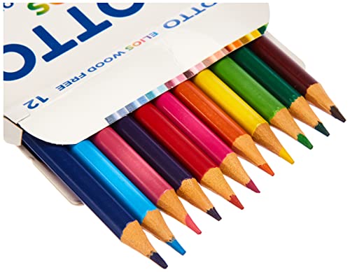 GIOTTO Elios Wood Free Colouring Pencils, 12 Assorted Colours, Ideal for Children & Schools