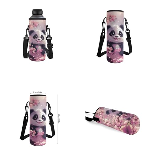 Cherry Blossom Panda Backpack for Girls Kids Backpack with Lunch Box Water Bottle Carrier and Aesthetic Pencil Case 4PCS Set Bookbag with Front Pocket for School 17 inch Large Cute School Bag - color: Cherry Blossom Panda