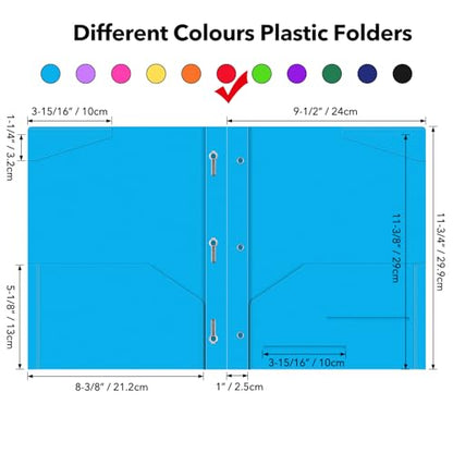 Briartw 6-Pack Red Plastic Pocket Folders with Prongs, 3-Ring Letter Size, Urgent Files, Priority Projects, presentations, high-Energy classrooms and Offices - color: Red