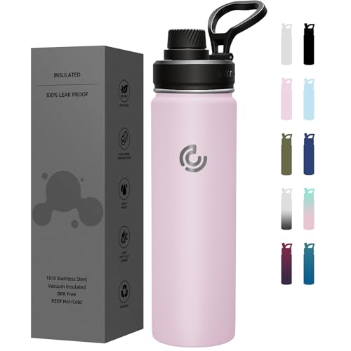 Sports Water Bottle 22oz, Insulated Water Bottle with Handle,Stainless Steel,Simple Modern,Suitable for Travel, School, Boy, Girl(Blush) - color: Blush, size: 22 Ounces
