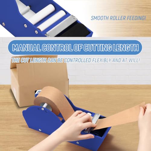 Water-Activated Tape Dispenser, Manual Kraft Gum Tape Dispenser, Width Adjustable 1.18-3.15", Light Weight & Portable Packing Tape Dispenser Set, Blue - color: Blue