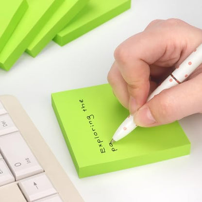 Sticky Notes 3x3 Self-Stick Notes Pads with 6 Bright Colors, Easy to Post for Office, Shool, Home, 6 Pads/Pack, 100 Sheets/Pad(Green) - color: Green