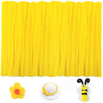 Iooleem 200pcs Yellow Pipe Cleaners, Chenille Stems, Pipe Cleaners for Crafts, Pipe Cleaner Crafts, Art and Craft Supplies. - color: Yellow, size: Small Pack