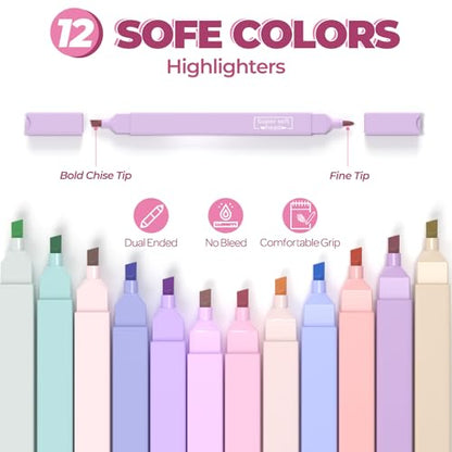 Nicpro 62 PCS Aesthetic Book Annotation Kit with Case, Book Annotation Supplies with No Bleed Highlighters, Pens, Markers and 1200PCS Transparent Sticky Notes, Index Tabs for Bible Study Supplies