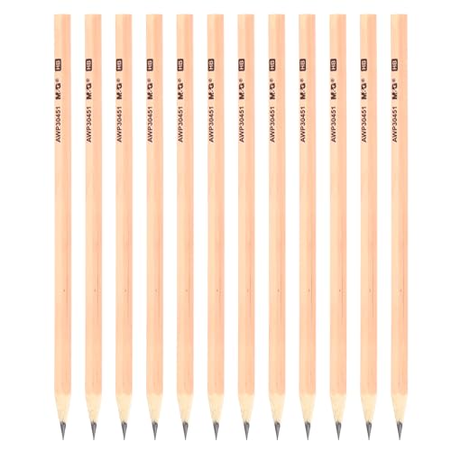 M&G Wooden Hexagonal Pencils, 12 Pcs HB Pencils Graphite Round Pencils for Classroom Teacher Office Supplies, Wood Color