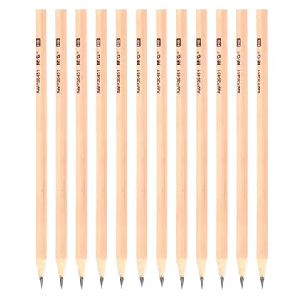 M&G Wooden Hexagonal Pencils, 12 Pcs HB Pencils Graphite Round Pencils for Classroom Teacher Office Supplies, Wood Color