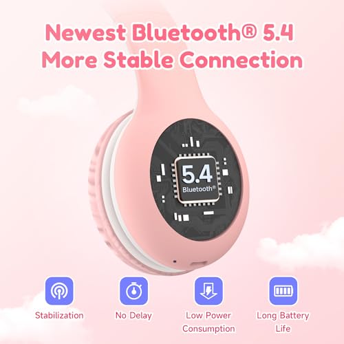 EarFun 2Packs Kids Bluetooth Headphones, K2 Kid Headphone with Volume Limited, 40H Playtime, Built-in Mic, Stereo Sound, Foldable Over-Ear Headphones for Kids/School/Travel - color: Pink&Blue